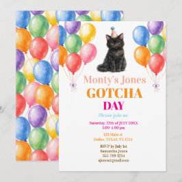 うちの子記念日 ペット譲受パーティ 黒猫 招待状