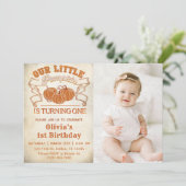 うちの小さなかぼちゃが1歳に！ 誕生日写真 招待状 (スタンド正面)