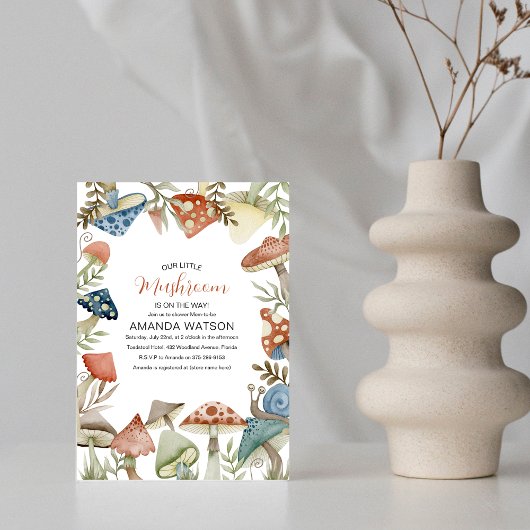 うちの小さなキノコが行く途中だ！ベビーシャワー請求書 招待状