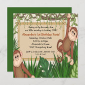 うちの小さなサル 誕生日おめでとう 招待状 (正面/裏面)