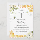 うちの小さなハチの1歳の誕生日パーティーへの招待状 招待状 (正面)