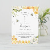 うちの小さなハチの1歳の誕生日パーティーへの招待状 招待状 (スタンド正面)