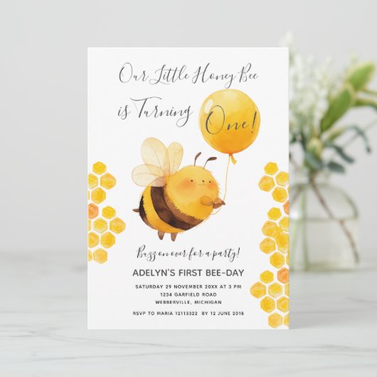 うちの小さなハチミミツバチが一誕生日 招待状 (スタンド正面)