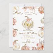 うちの小さなパンプキンが1歳になる アイボリーパンプキン 招待状 (正面)