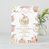 うちの小さなパンプキンが1歳になる アイボリーパンプキン 招待状 (スタンド正面)