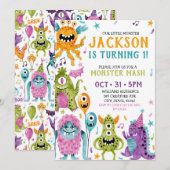 うちの小さなモンスターの1歳誕生日パーティー招待状 招待状 (正面/裏面)