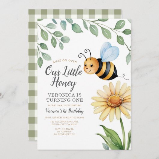 うちの小さな蜂蜜の上でバズが一つ蜂に変わる 招待状 (正面/裏面)