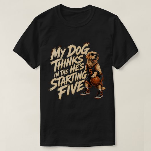 うちの犬はスタメンだと思っている Tシャツ (デザイン正面)