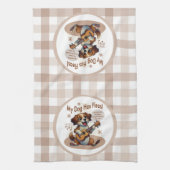 うちの犬はフリーズウクレレのチューニング曲を持っている キッチンタオル (縦)