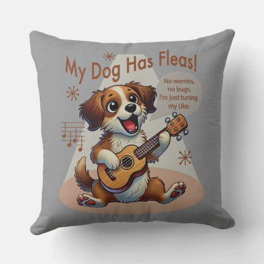 うちの犬はフリーズウクレレのチューニング曲を持っている クッション (裏面)