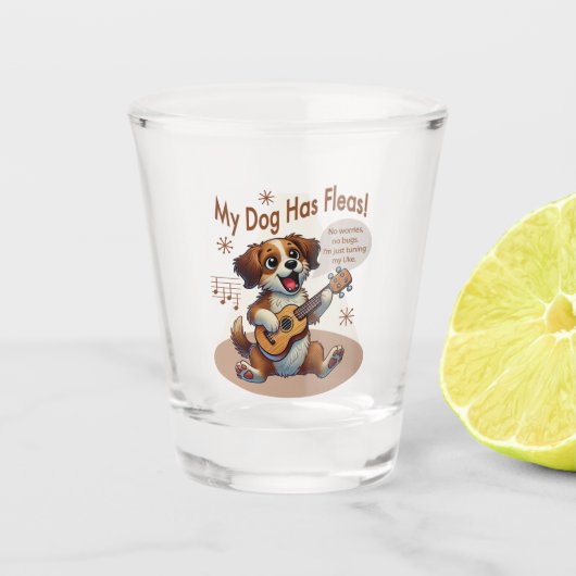 うちの犬はフリーズウクレレのチューニング曲を持っている ショットグラス (正面)