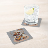 うちの犬はフリーズウクレレのチューニング曲を持っている スクエアペーパーコースター (インサイチュ)