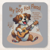 うちの犬はフリーズウクレレのチューニング曲を持っている スクエアペーパーコースター (正面)