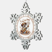 うちの犬はフリーズウクレレのチューニング曲を持っている スノーフレークピューターオーナメント (右)