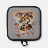 うちの犬はフリーズウクレレのチューニング曲を持っている 鍋敷き (正面)