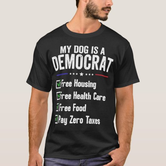 うちの犬は民主党支持 フリー Tシャツ (正面)