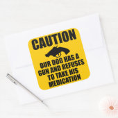 うちの犬は銃を持っている スクエアシール (封筒)