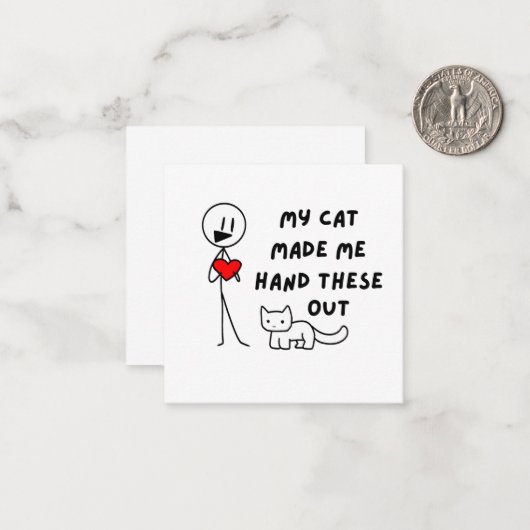 うちの猫に頼まれて、こんなユーモアたっぷりのバレンタインカードを配らされた ノートカード (正面/裏面インサイチュ)