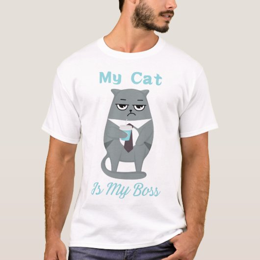 うちの猫はボスです Tシャツ – 笑える猫好きへのギフト (正面)