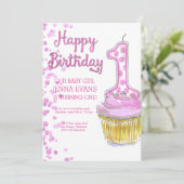 うちの赤ちゃんが1歳になるお誕生日会への招待状 招待状 (スタンド正面)