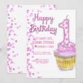 うちの赤ちゃんが1歳になるお誕生日会への招待状 招待状 (正面/裏面)