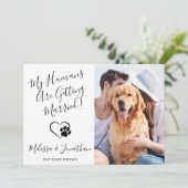 うちの飼い主が結婚するよ！ペットの犬の婚約発表 案内状 (スタンド正面)