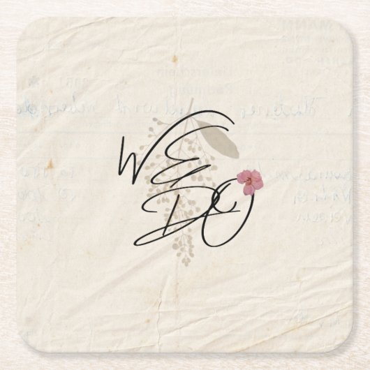 うちは押し花みすぼらしいガーデンシックなプログラム スクエアペーパーコースター (正面)