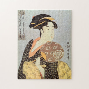 うちわを持つ女,歌麿巻扇の女性,歌麿,浮世絵 ジグソーパズル
