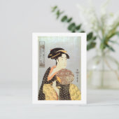うちわを持つ女,歌麿扇子を持つ女性,歌麿 ポストカード (スタンド正面)