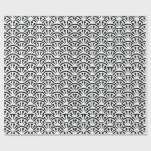 うちわ白黒日本の扇文 ラッピングペーパー (フラット)