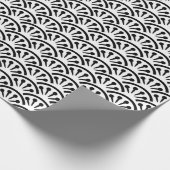 うちわ白黒日本の扇文 ラッピングペーパー (角)