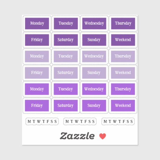 うっかり。日・オブ・ザ・ウィーク – パープルハウス シール (シート)