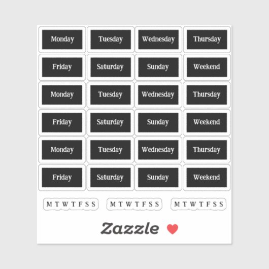 うっかり。週の日- Mono シール (シート)