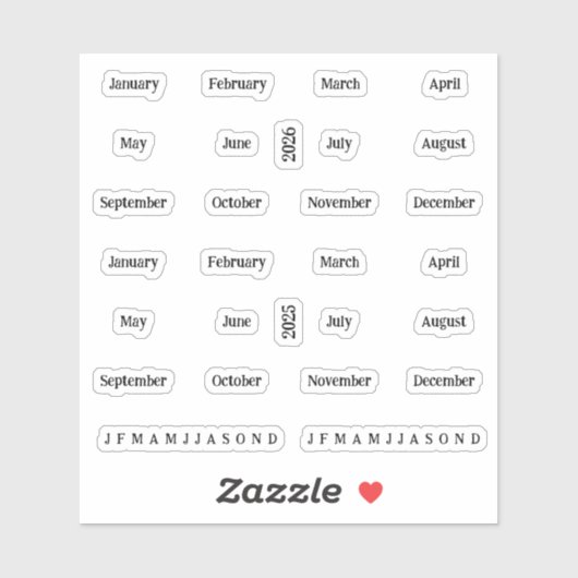 うっかり。2025年の月2026 – 透明 シール (シート)