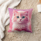 うっとりしたピンクの子猫 クッション (ブランケット)