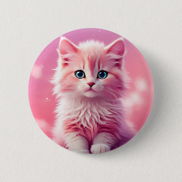 うっとりしたピンクの子猫 缶バッジ