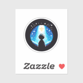 うっとりするようなシルエット – 夢のようなピクセルアートナイトスカイ シール