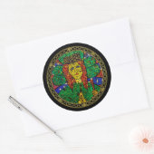 うつ病と不安の守護聖人St Dymphna ラウンドシール (封筒)