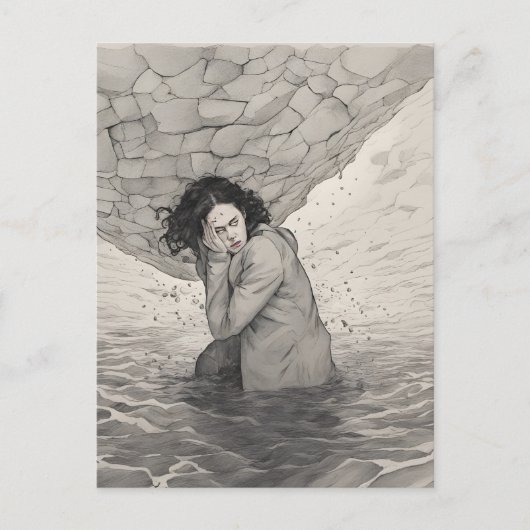 うつ病（白黒） ポストカード (正面)