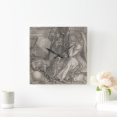 うつ病I、版木、銅版、版画by Albrecht Durer スクエア壁時計 (ホーム)