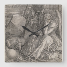 うつ病I、版木、銅版、版画by Albrecht Durer スクエア壁時計