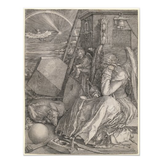 うつ病I、版木、銅版、版画by Albrecht Durer フォトプリント (正面)