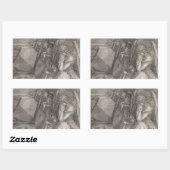 うつ病I、版木、銅版、版画by Albrecht Durer 長方形シール (シート)