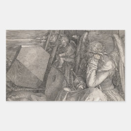 うつ病I、版木、銅版、版画by Albrecht Durer 長方形シール