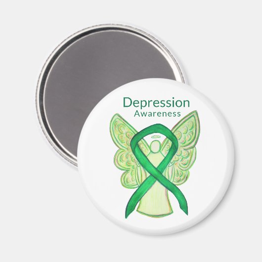 うつ認識度リボンアートエンジェルマグネット マグネット (正面/裏面)