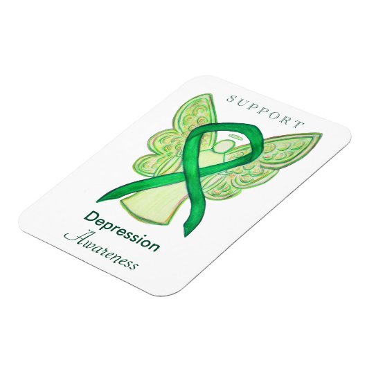 うつ認識度リボンエンジェルアートマグネット マグネット (左側)