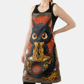 うどん入りのかわいい黒猫 エプロン (インサイチュ)