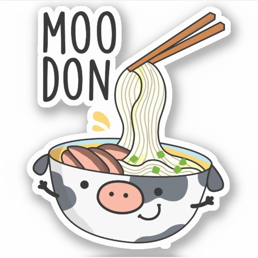 うどん牛ギャグ うどんダジャレ シール (正面)