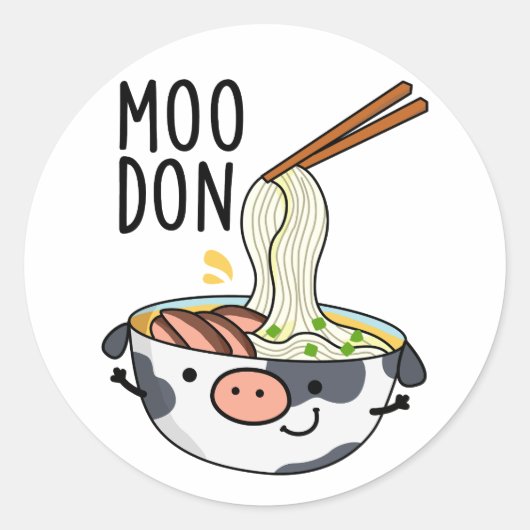 うどん牛ギャグ うどんダジャレ ラウンドシール (正面)