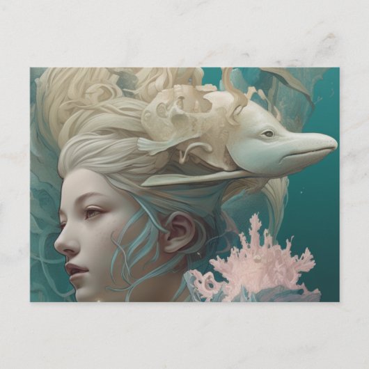 うなぎを頭に被った人 ポストカード (正面)